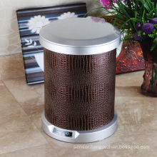 Brown Leather Round Aotomatic Sensor Waste Bin for Home (C-9LC)